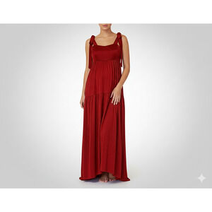 Anne Maxi Silk Dress - Ruby - S